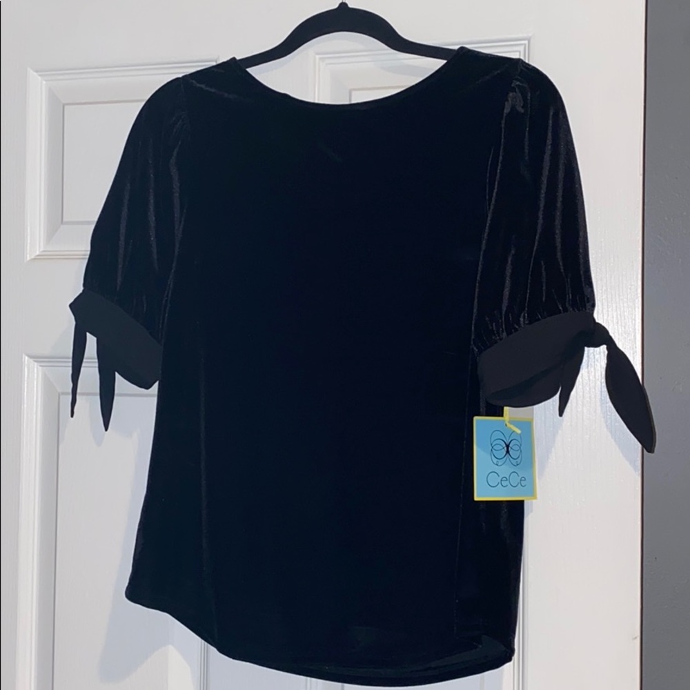 CECE velvet tie sleeve top XS